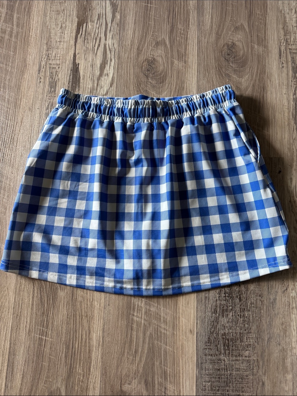 Jess Lea Blue and White Gingham Drawstring Skort - Picture 5 of 6